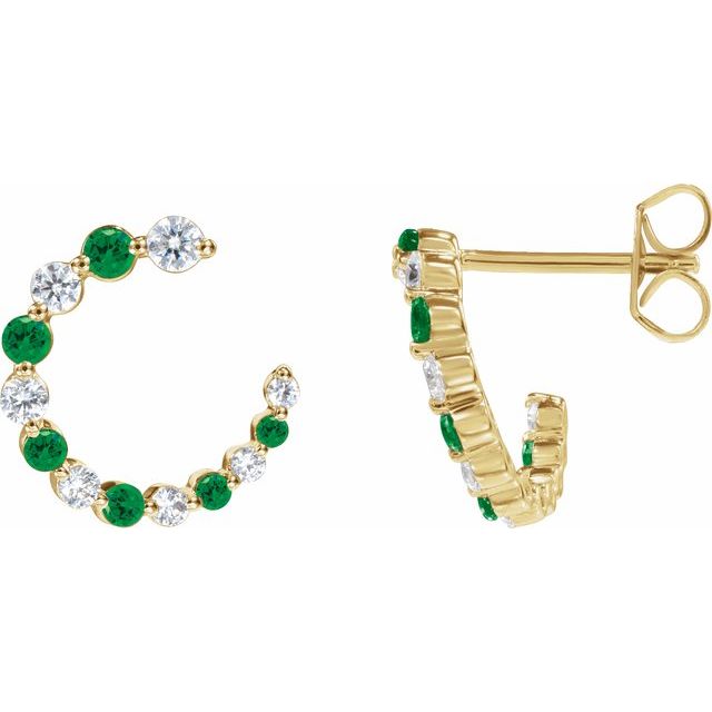 Tsavorite Garnet & Diamond Round Hoop Earrings in Gold and Platinum