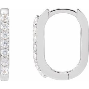 White Sapphire Round Hoop Earrings in Gold and Platinum