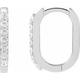 White Sapphire Round Hoop Earrings in Gold and Platinum