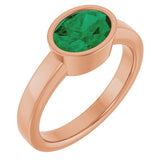 Oval Lab-Grown Emerald Solitaire Ring in Gold and Platinum