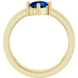 Oval Lab-Grown Blue Sapphire Solitaire Ring in Yellow Gold