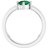 Oval Lab-Grown Emerald Solitaire Ring in White Gold