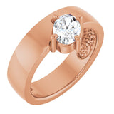 Oval White Sapphire Solitaire Ring in Rose Gold