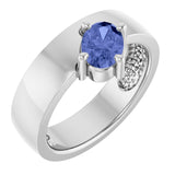Oval Tanzanite Solitaire Ring in Platinum
