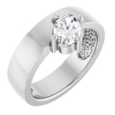 Oval White Sapphire Solitaire Ring in Platinum