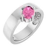 Oval Lab-Grown Pink Sapphire Solitaire Ring in Platinum