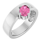 Oval Lab-Grown Pink Sapphire Solitaire Ring in Platinum