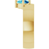 Oval Blue Zircon Solitaire Ring in Yellow Gold