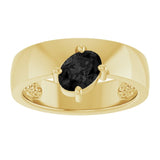 Oval Black Onyx Solitaire Ring in Yellow Gold