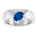 Oval Lab-Grown Blue Sapphire Solitaire Ring in White Gold
