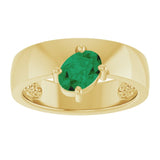 Oval Lab-Grown Emerald Solitaire Ring in Yellow Gold