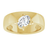 Oval White Sapphire Solitaire Ring in Yellow Gold