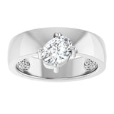 Oval White Sapphire Solitaire Ring in White Gold