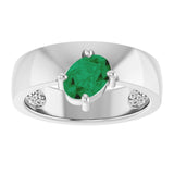 Oval Lab-Grown Emerald Solitaire Ring in Platinum