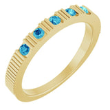 Round Blue Zircon Stackable Ring in Gold
