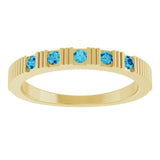 Round Blue Zircon Stackable Ring in Gold