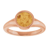 Round Citrine Solitaire Ring in Gold and Platinum