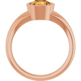 Round Citrine Solitaire Ring in Gold and Platinum