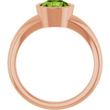 Round Peridot Solitaire Ring in Gold and Platinum