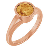 Round Citrine Solitaire Ring in Gold and Platinum