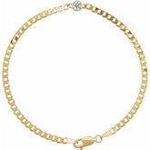 Round Natural White Sapphire Bezel-Set Solitaire Curb Link Bracelet In Gold & Platinum