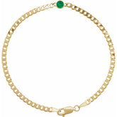 Round Natural Emerald Bezel-Set Solitaire Curb Link Bracelet In Gold & Platinum