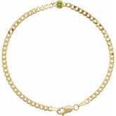 Round Natural Peridot Bezel-Set Solitaire Curb Link Bracelet In Gold & Platinum