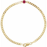 Round Natural Ruby Bezel-Set Solitaire Curb Link Bracelet In Gold & Platinum