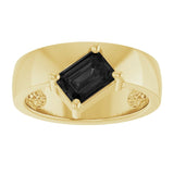 Emerald Black Onyx Solitaire Ring in Yellow Gold