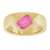 Emerald Lab-Grown Pink Sapphire Solitaire Ring in Yellow Gold