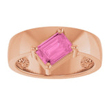 Emerald Lab-Grown Pink Sapphire Solitaire Ring in Gold