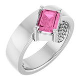 Emerald Lab-Grown Pink Sapphire Solitaire Ring in Platinum