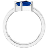 Emerald Lab-Grown Blue Sapphire Solitaire Ring in White Gold