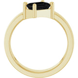 Emerald Black Onyx Solitaire Ring in Yellow Gold