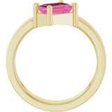 Emerald Lab-Grown Pink Sapphire Solitaire Ring in Yellow Gold