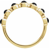 Round Black Onyx Cabochon Ring in Yellow Gold