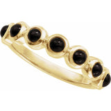 Round Black Onyx Cabochon Ring in Yellow Gold