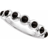 Round Black Onyx Cabochon Ring in Platinum