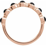 Round Black Onyx Cabochon Ring in Rose Gold