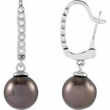 Pearl & Diamond Stud Earrings in Gold and Platinum