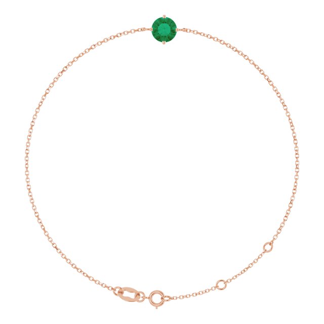 Round Lab-Grown Emerald Link Bracelet In Gold & Platinum