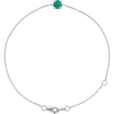 Round Natural Emerald Solitaire Link Bracelet In Gold & Platinum