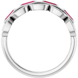 Straight Baguette Lab-Grown Ruby Accented Ring in Platinum