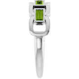 Straight Baguette Peridot Accented Ring in Platinum
