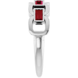 Straight Baguette Lab-Grown Ruby Accented Ring in Platinum