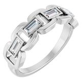Straight Baguette Lab-Grown Moissanite Accented Ring in Platinum