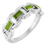 Straight Baguette Peridot Accented Ring in Platinum