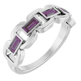 Straight Baguette Lab-Grown Alexandrite Ring in Gold and Platinum