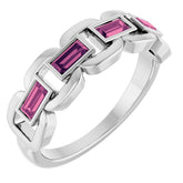 Straight Baguette Pink Tourmaline Accented Ring in Platinum