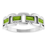 Straight Baguette Peridot Accented Ring in Platinum